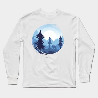 Mountain landscape with deer Long Sleeve T-Shirt